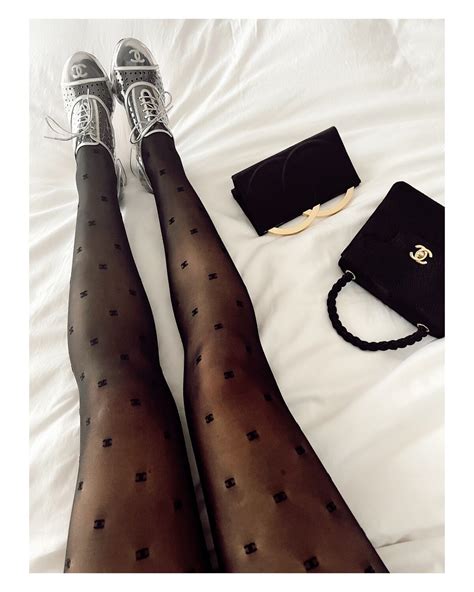 black chanel logo tights|Chanel leg warmers.